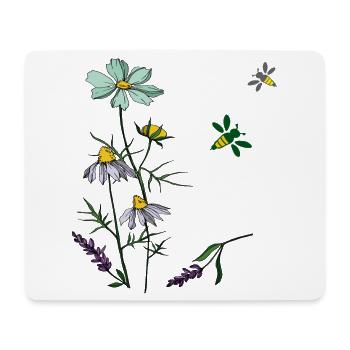 Kräuter, Kamille, Bienen - Mousepad (Querformat) - Weiß - Vorne