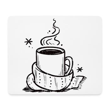 Gemütliche Tasse mit Dampf und Schal - Mousepad (Querformat) - Weiß - Vorne