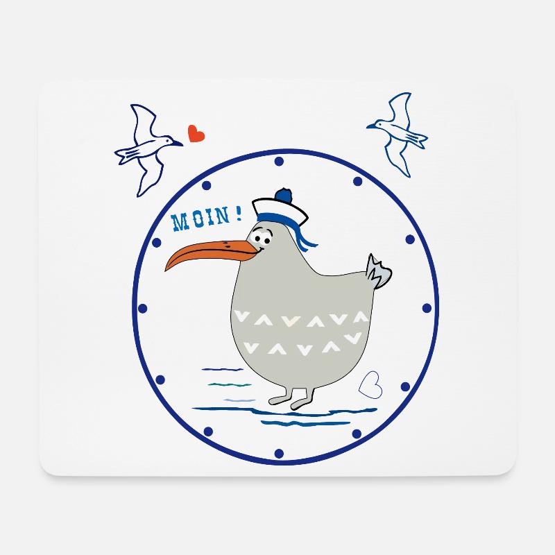 Moin, maritim, Möwe - Mousepad (Querformat) - Weiß