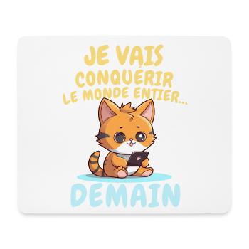 Chat ambitieux demain conquérir le monde - Tapis de souris (format paysage) - blanc - Devant