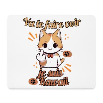 Chat kawaii provocateur - Tapis de souris (format paysage) - blanc - Devant