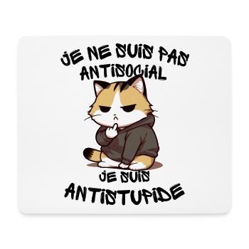 Chat Rebelle Hoodie Grinçant - Tapis de souris (format paysage) - blanc - Devant
