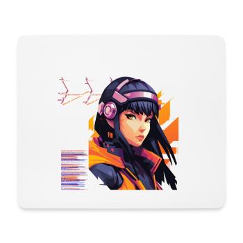 Heldin Neo-Cyber Anime DJ - Mousepad (Querformat) - Weiß - Vorne