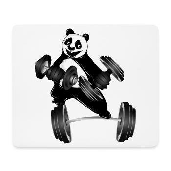 Bodybuilder Panda Bär mit Hanteln beim Training - Mousepad (Querformat) - Weiß - Vorne