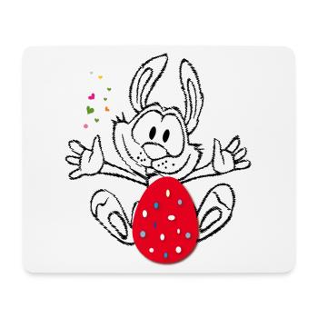 Lapin de Pâques avec œuf de Pâques - Tapis de souris (format paysage) - blanc - Devant