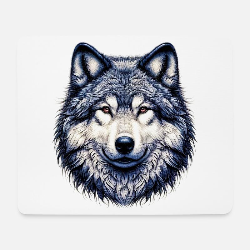 Wolf - Mousepad (Querformat) - Weiß