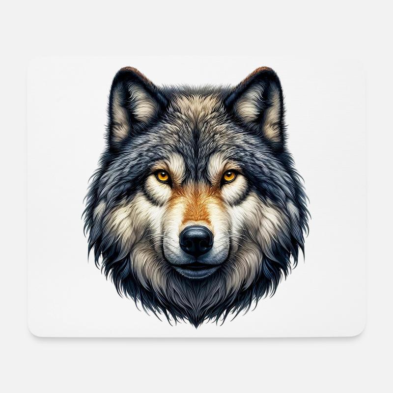 Wolf - Mousepad (Querformat) - Weiß