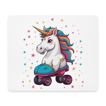 Licorne drôle de patin à roulettes - Tapis de souris (format paysage) - blanc - Devant