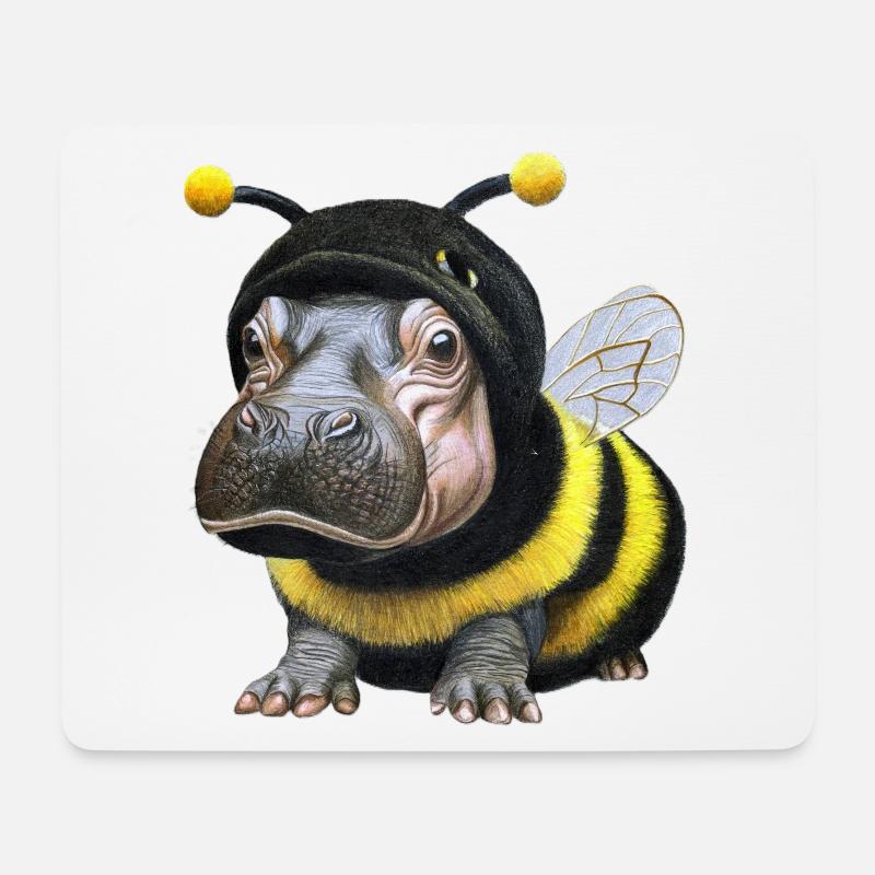Nilpferd Biene 1 - Mousepad (Querformat) - Weiß