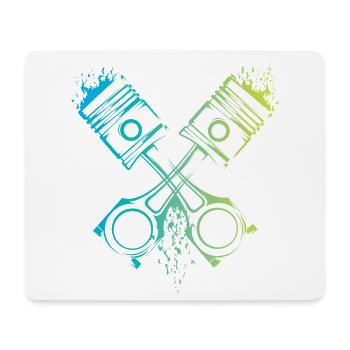 v8 piston car flames musclecar engine colors logo - Mouse Pad (horizontal) - white - Front