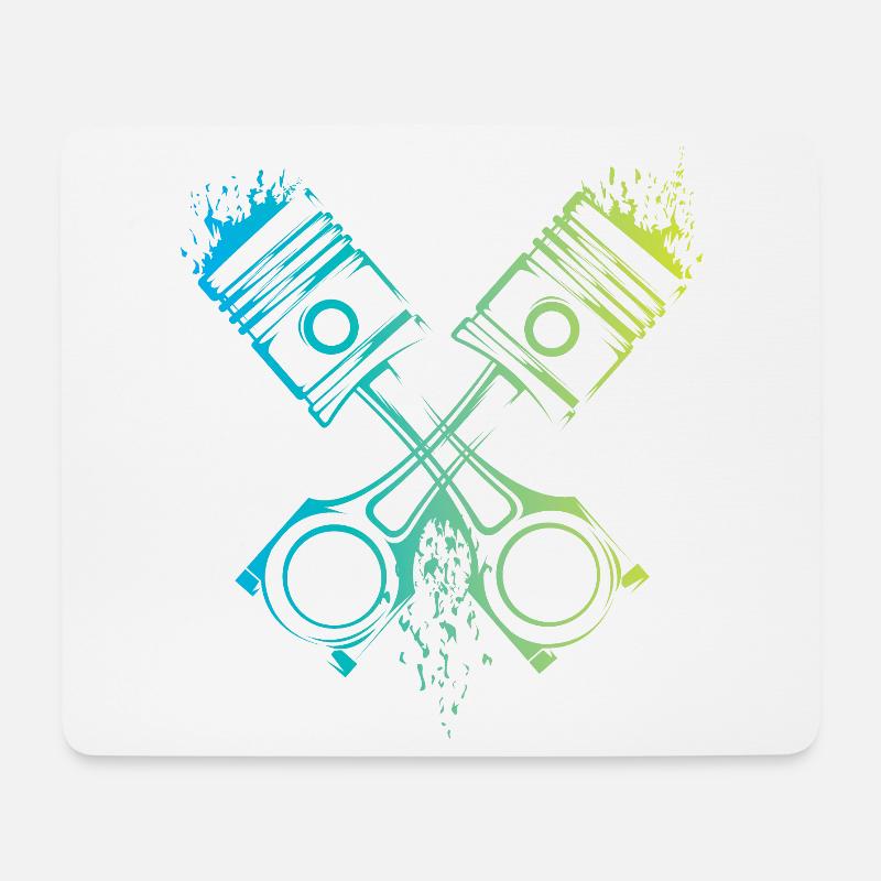 v8 Kolben Auto Flammen musclecar Motor Farben Logo - Mousepad (Querformat) - Weiß