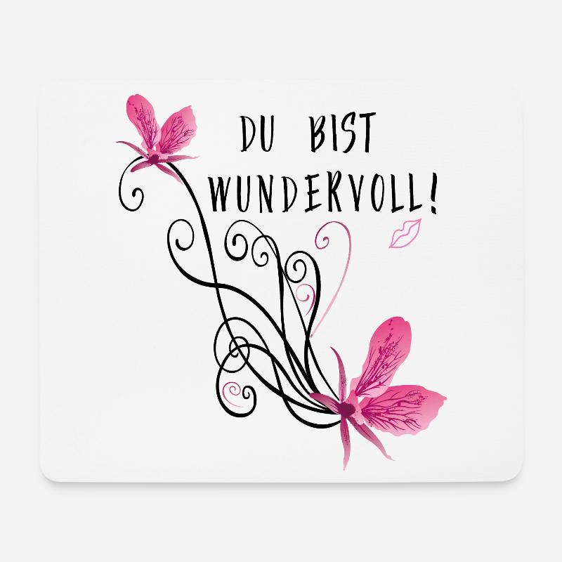 Du bist wundervoll, Blumenranke - Mousepad (Querformat) - Weiß