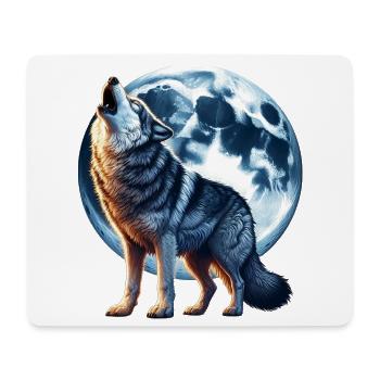 Wolf howls at the full moon - Mouse Pad (horizontal) - white - Front