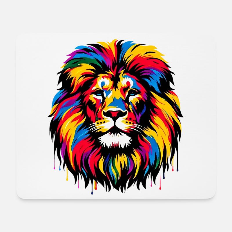 Löwe - Mousepad (Querformat) - Weiß