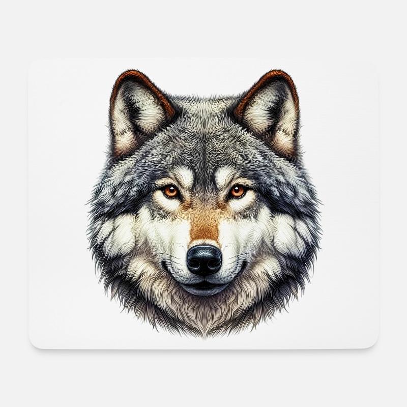 Wolf - Mousepad (Querformat) - Weiß