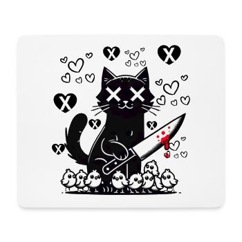"Cute and Nasty Black Cat - Hearts and Knife" - Mouse Pad (horizontal) - white - Front