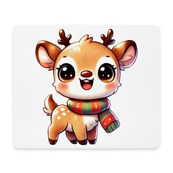 Rentier mit buntem Schal – Weihnachtlicher Charme - Mousepad (Querformat) - Weiß - Vorne