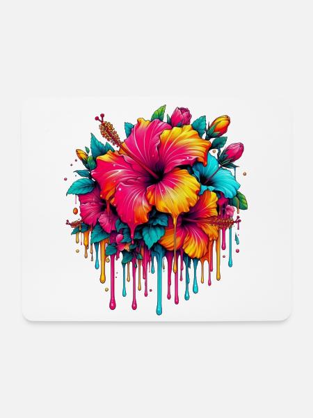 Hibiskusblüten - Mousepad (Querformat) - Weiß