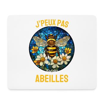 J'peux pas j'ai des abeilles – Vitrail Floral - Tapis de souris (format paysage) - blanc - Devant