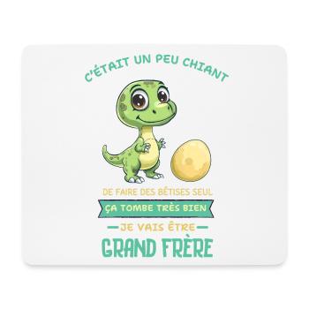 Dino mignon, Grand frère arrive - Tapis de souris (format paysage) - blanc - Devant