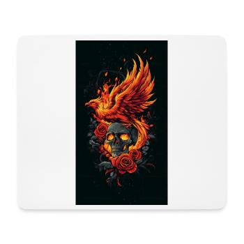 Phoenix Skull in Flames and Roses - Mouse Pad (horizontal) - white - Front
