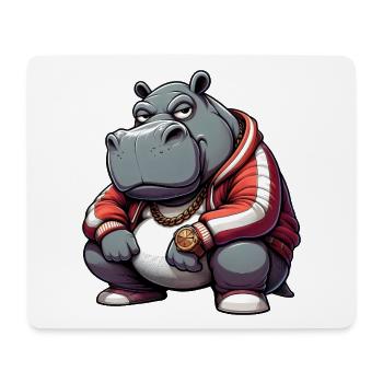 hiphop potame hippopotame - Tapis de souris (format paysage) - blanc - Devant