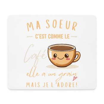 Ma sœur et Café : grain d’amour - Tapis de souris (format paysage) - blanc - Devant