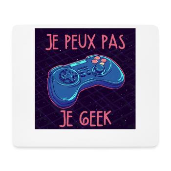 Je peux pas je geek — Manette neon - Tapis de souris (format paysage) - blanc - Devant