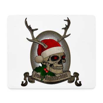 Crâne de joyeux Noël avec des bois - Tapis de souris (format paysage) - blanc - Devant