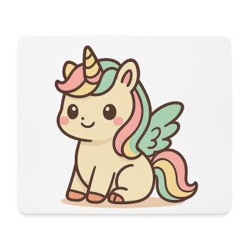 Cute Rainbow Winged Unicorn - Mouse Pad (horizontal) - white - Front
