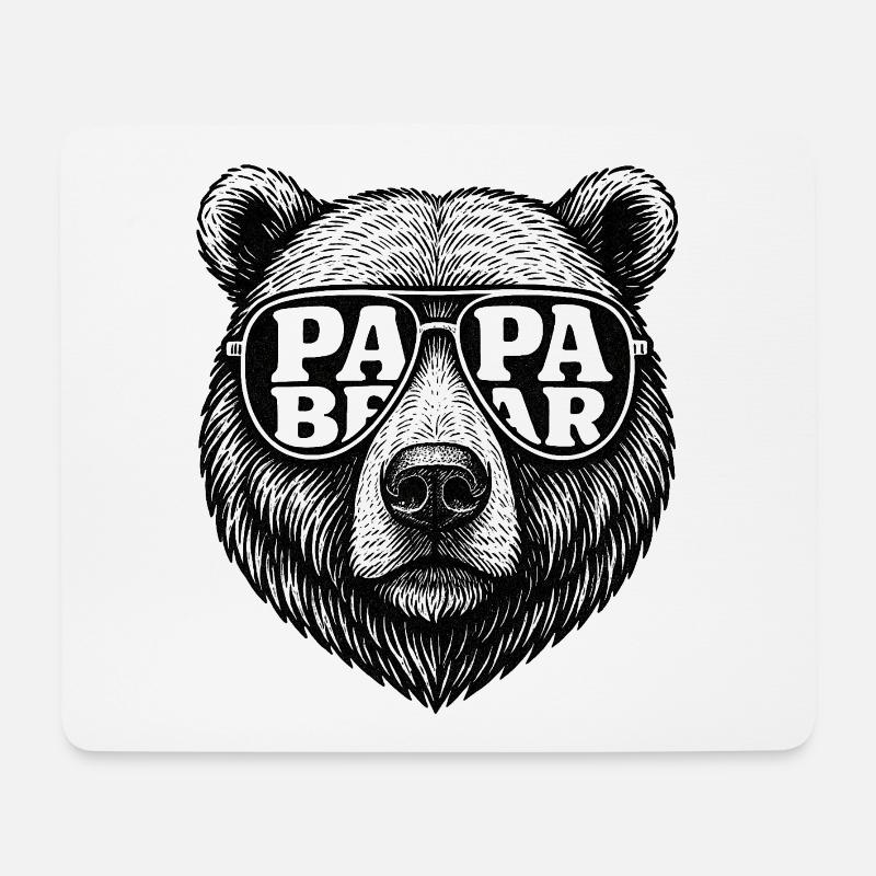 Cooles Papa Bear Bärenkopf Bär mit Sonnenbrille - Mousepad (Querformat) - Weiß