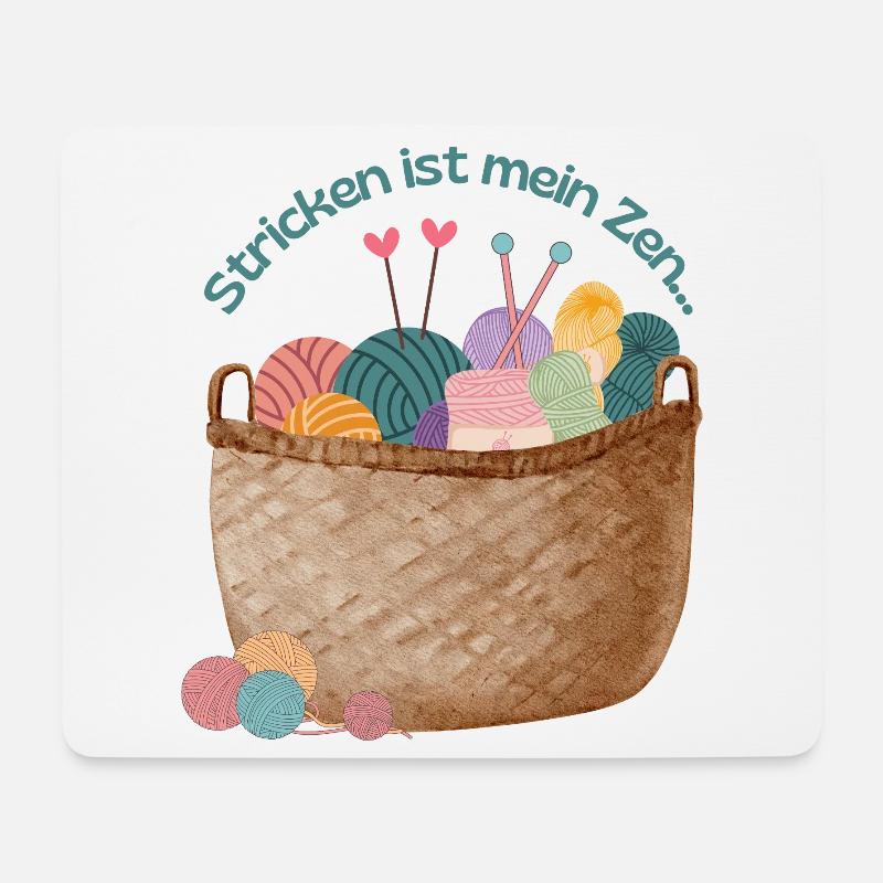 Garnkorb Zen: Stricken-Traum - Mousepad (Querformat) - Weiß