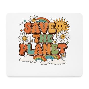 Save the Planet Retro Style Design - Mousepad (Querformat) - Weiß - Vorne
