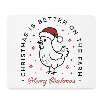 Huhn Frohe Weihnachten Land lustiges Bauernhoftier - Mousepad (Querformat) - Weiß - Vorne