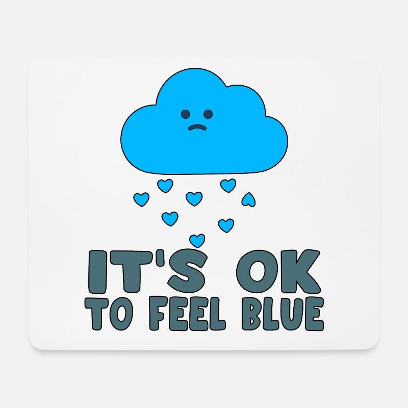 Melancholische Wolke Blaue Herzen - Mousepad (Querformat) - Weiß