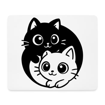 Ying Yang Kawaii Cats Icon - Mouse Pad (horizontal) - white - Front