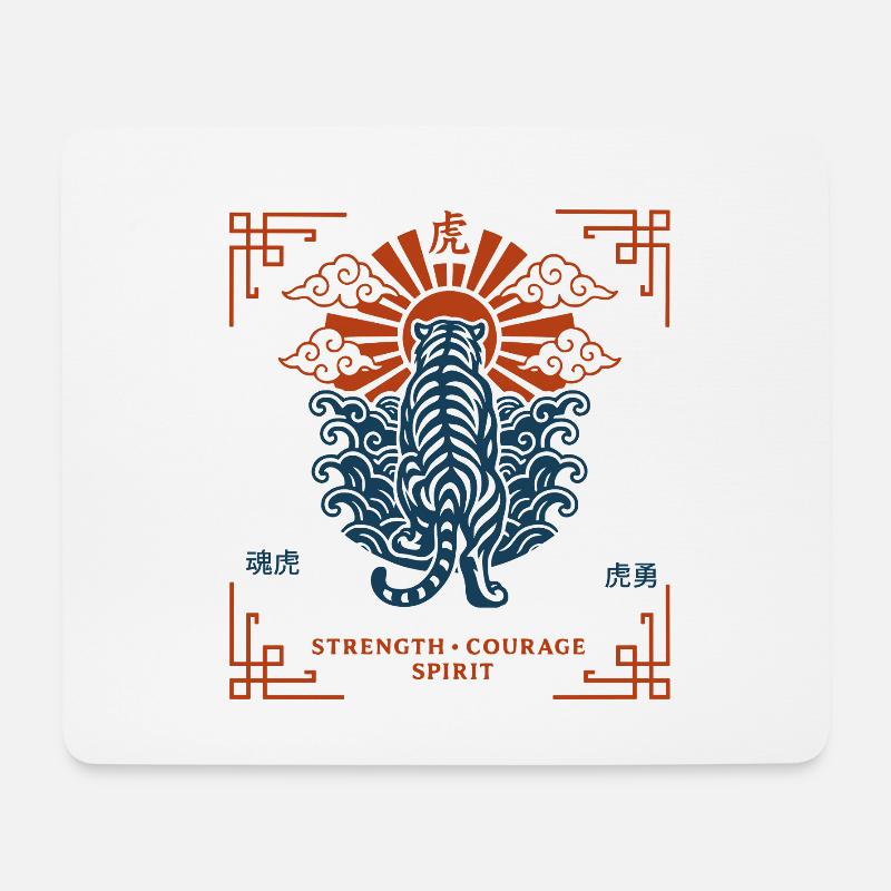 Japanese tiger illustration - Mouse Pad (horizontal) - white