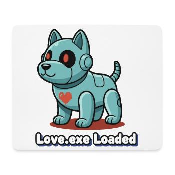 Love.exe Hund Pixel Robo - Mousepad (Querformat) - Weiß - Vorne