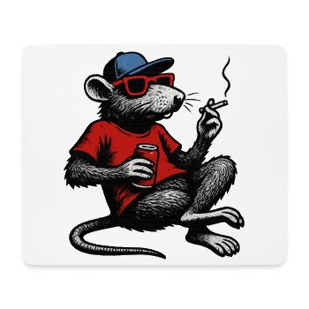 Rat with sunglasses smoking - Mouse Pad (horizontal) - white - Front