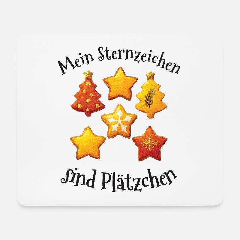 Lustiges Weihnachten Sternzeichen Plätzchen Motiv - Mousepad (Querformat) - Weiß