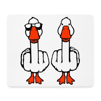 2 Goose Double Middle Finger Geese Friends Team Duo - Mouse Pad (horizontal) - white - Front