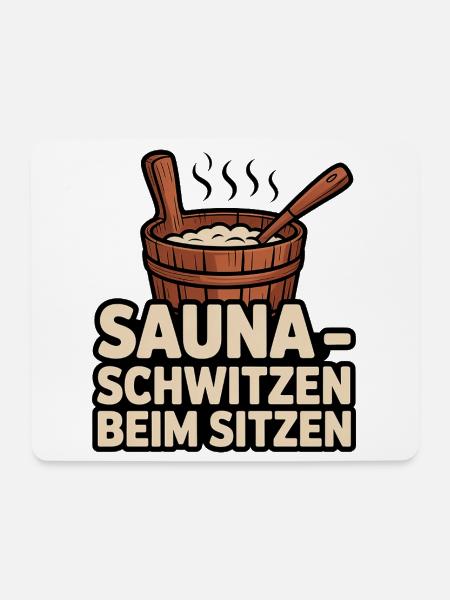 Sauna Spruch – Schwitzen beim Sitzen Humor - Mousepad (Querformat) - Weiß