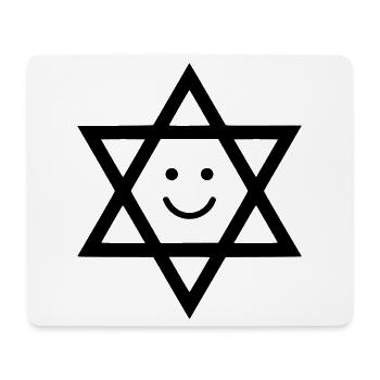 Drôle d’étoile de David avec visage souriant - Tapis de souris (format paysage) - blanc - Devant