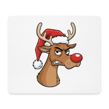Grimmiges Rentier mit Santa Hut Cartoon - Mousepad (Querformat) - Weiß - Vorne