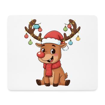 Cute Christmas Reindeer Cartoon Mood - Mouse Pad (horizontal) - white - Front