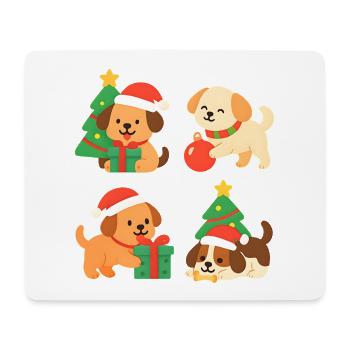 Chiens de Noël avec des cadeaux - Tapis de souris (format paysage) - blanc - Devant