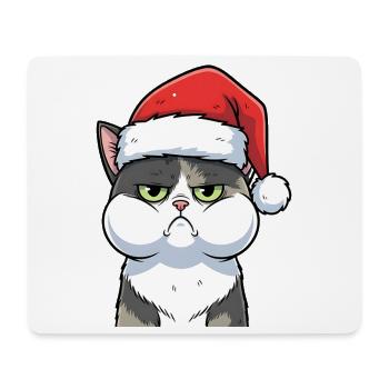 Dessin animé de Noël du chat agacé au chapeau - Tapis de souris (format paysage) - blanc - Devant
