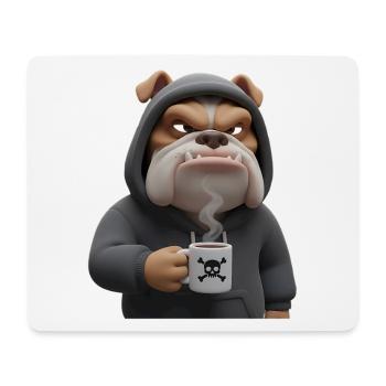 Grim Bulldog Coffee Cartoon Funny Dog - Mouse Pad (horizontal) - white - Front