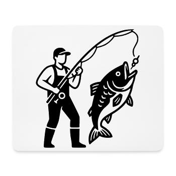 Angler in Boat Logo Minimalist - Mouse Pad (horizontal) - white - Front