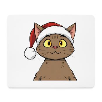 Niedliche Weihnachtskatze im süßen Cartoonstil - Mousepad (Querformat) - Weiß - Vorne